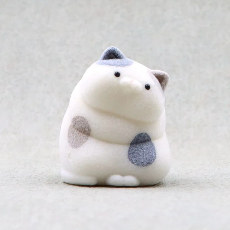Creative Japanese-style Flocking Fat Cat Cartoon Cute Chubby Kitten Doll Toy Model Desktop Scene Decoration Ornament Funny Gifts