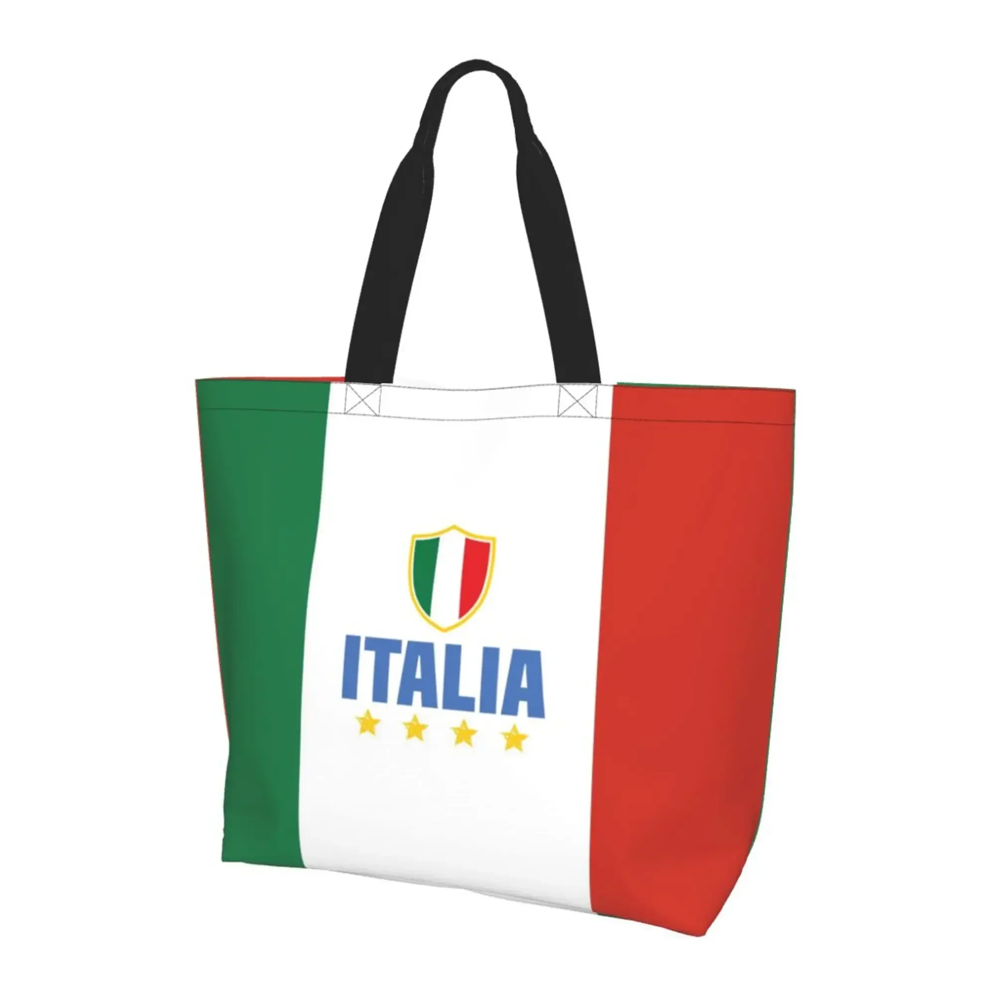 Italy Flag Handbags Reusable Grocery Bags Shopping Tote for Women Foldable Waterproof Book Tote Reusable Shoulder Bag