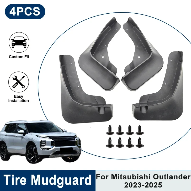 

Car Mud Splash Guards 4PCS For Mitsubishi Outlander 2023-2025 Waterproof Anti-Scratch Fender Mud Flaps Auto Exterior Tuning Part