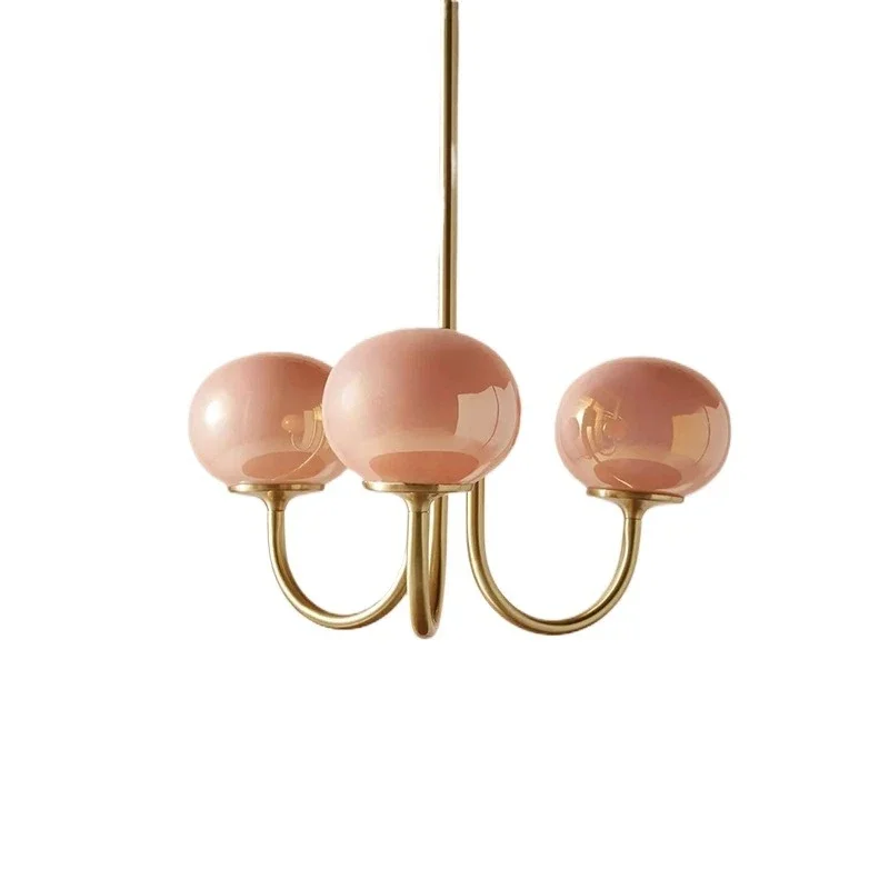 

Medieval all-copper bedroom lamp, designer art warm, children's room pink, Bauhaus chandelier