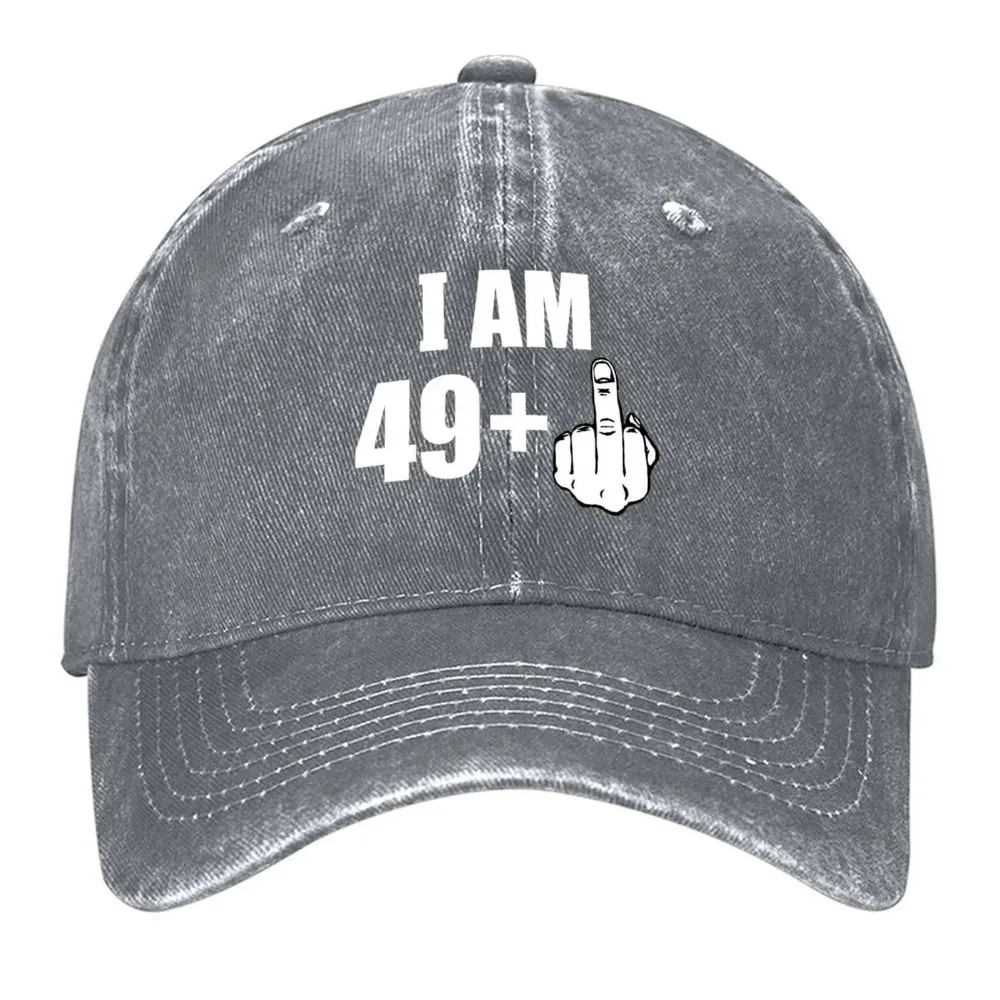 Happy 50th Birthday I Am 49 Plus 1 Middle Finger Baseball Cap Trucker Cap Hat Men Women Hats Outdoor Sun Protection Fishing