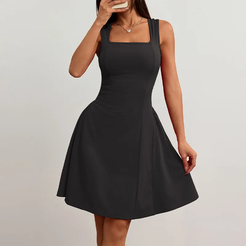 Women's 2025 Summer New European and American Style Fitted Dress with Open Back, Sleeveless Tank Top Dress