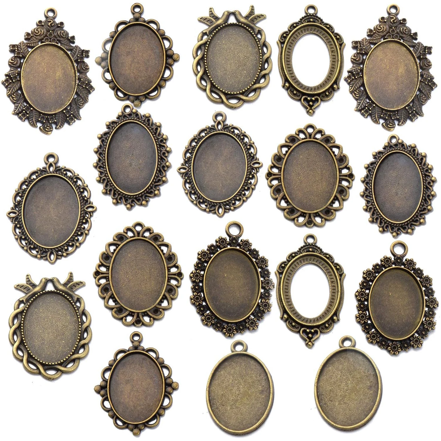 

18 Pieces Bezel Pendant Trays Oval Pendant Trays Bezels Cabochon Settings Trays Pendant Blanks for Crafting DIY Jewelry Making