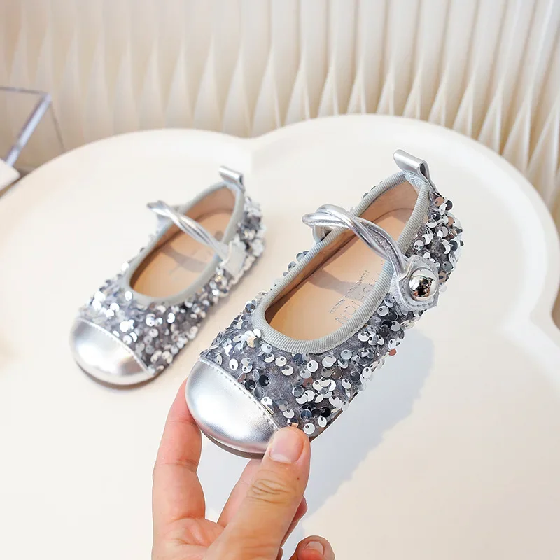 

Children's Leather Shoes Sequins Luxury Ballet Flats for Girls Spring Autumn Versatile Kids Causal Princess Dance Shoes Fashion