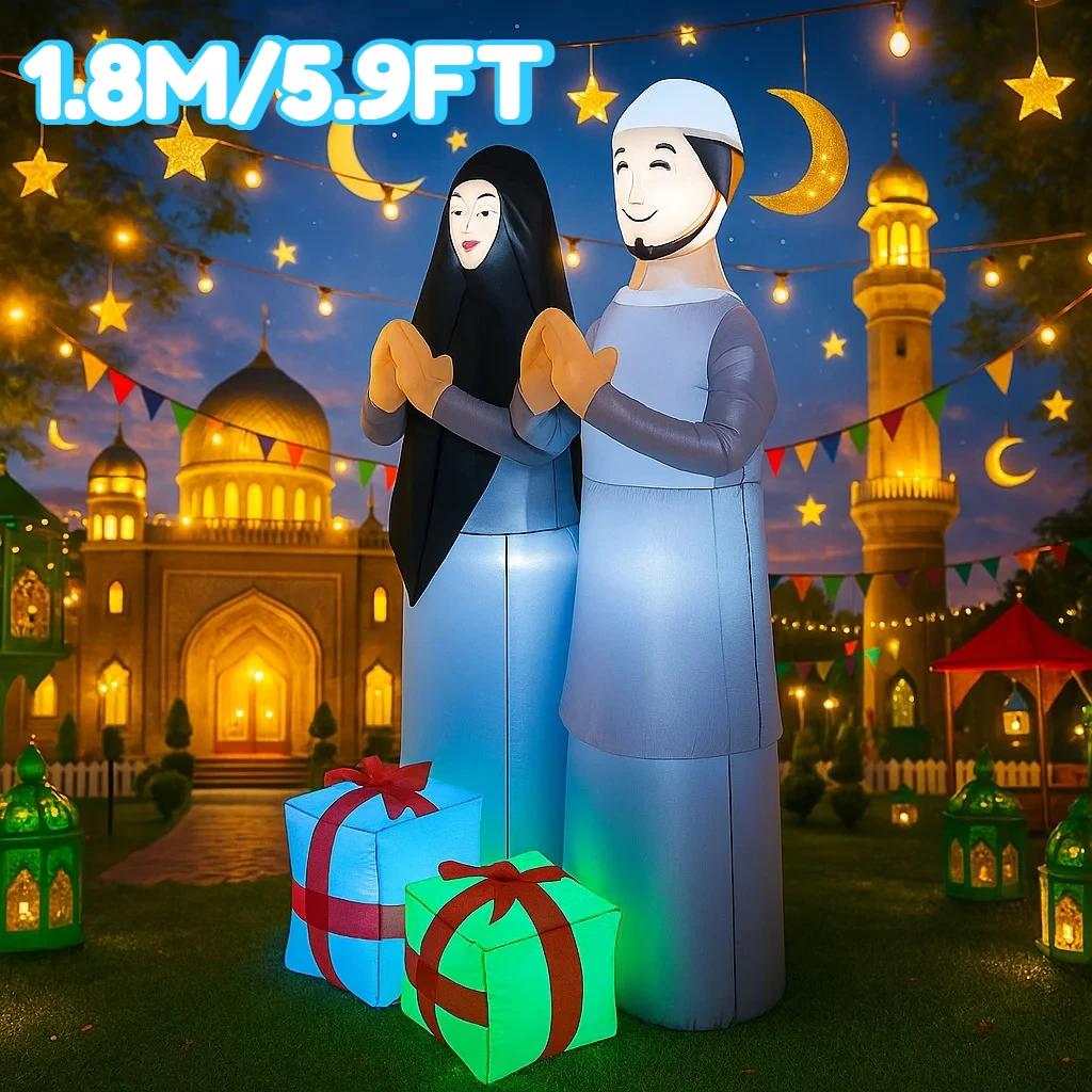 

1,8 м/5,9 фута надувная игрушка мусульманский фестиваль Рамадана DIY Декор праздник Ид мусульманская пара подарочный пакет двор уличный светодиодный светильник орнамент