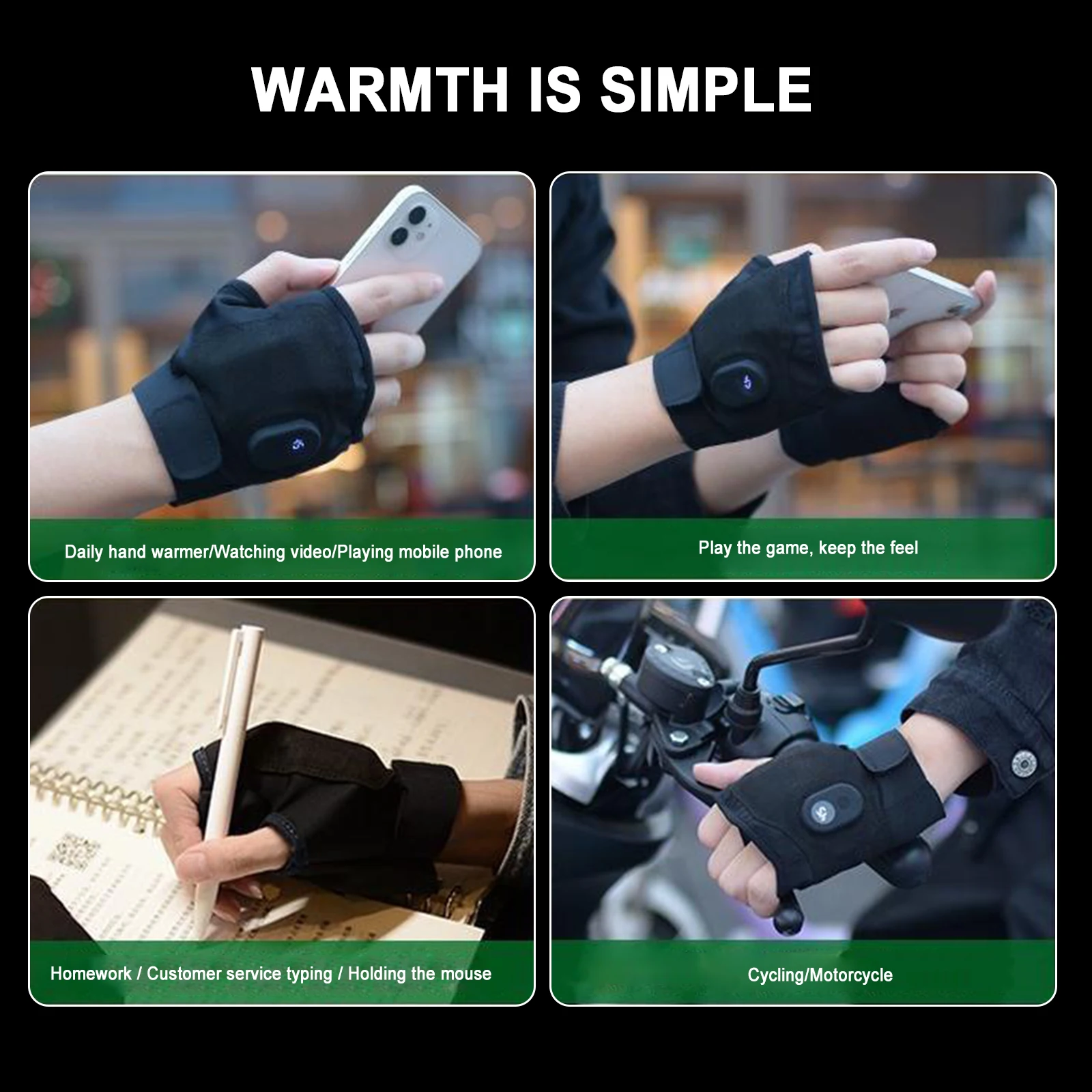 Electric Heated Gloves Hand Warmer Glove With Screen Touching Function Reliable USB Charging Electric Bike Motorcycle Gloves