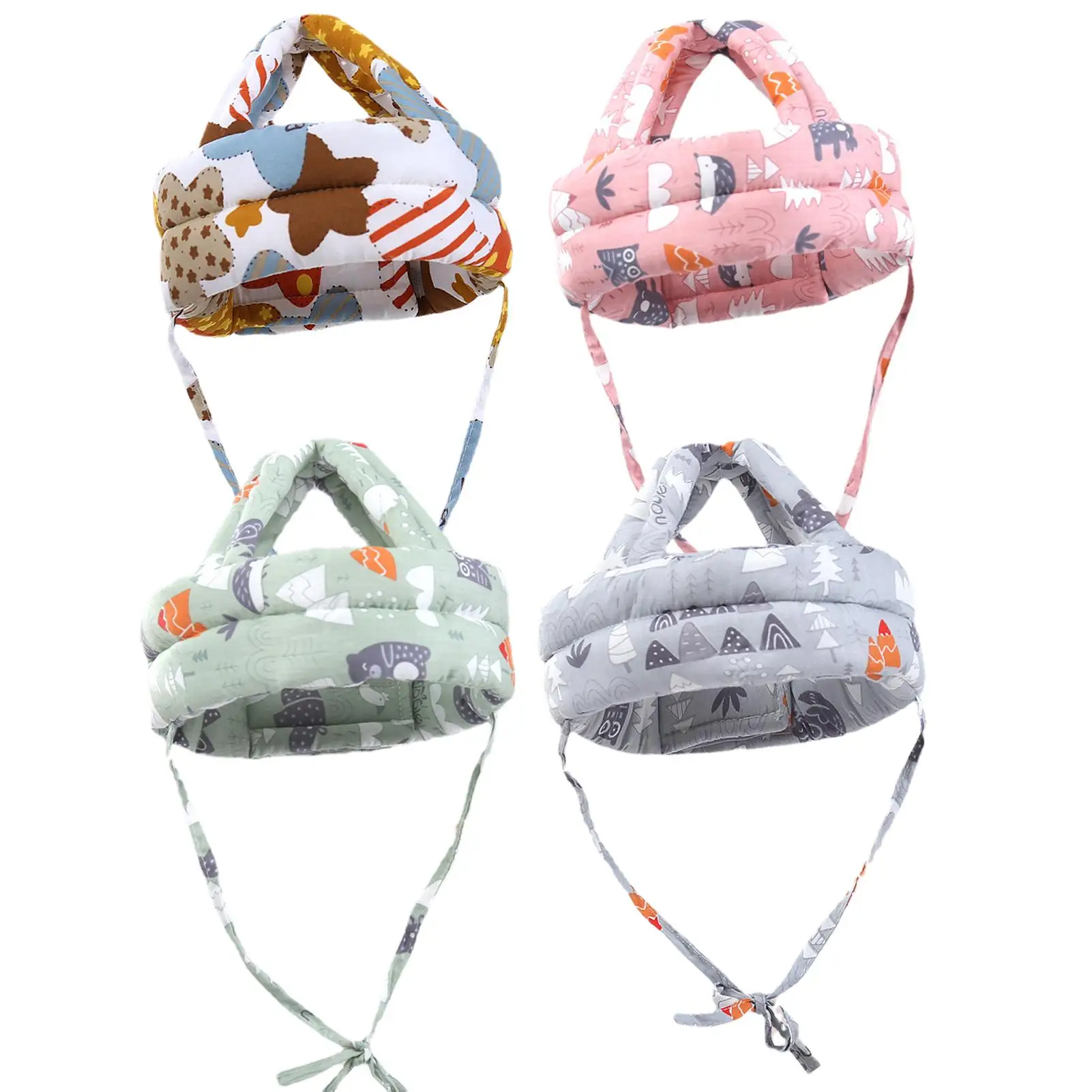 Casque de marche en coton avec sangle en Y pour bébé, coussin de tête pour bébé, produits de sécurité pour parcs de jeux pour enfants, crèche à