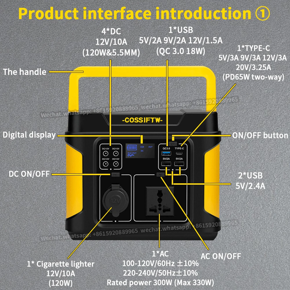 COSS IFTW 300w Solar Generator Portable Solar Power Pack Inverter Charger Station Portablele Power Station AC 110V 220V 3.7V