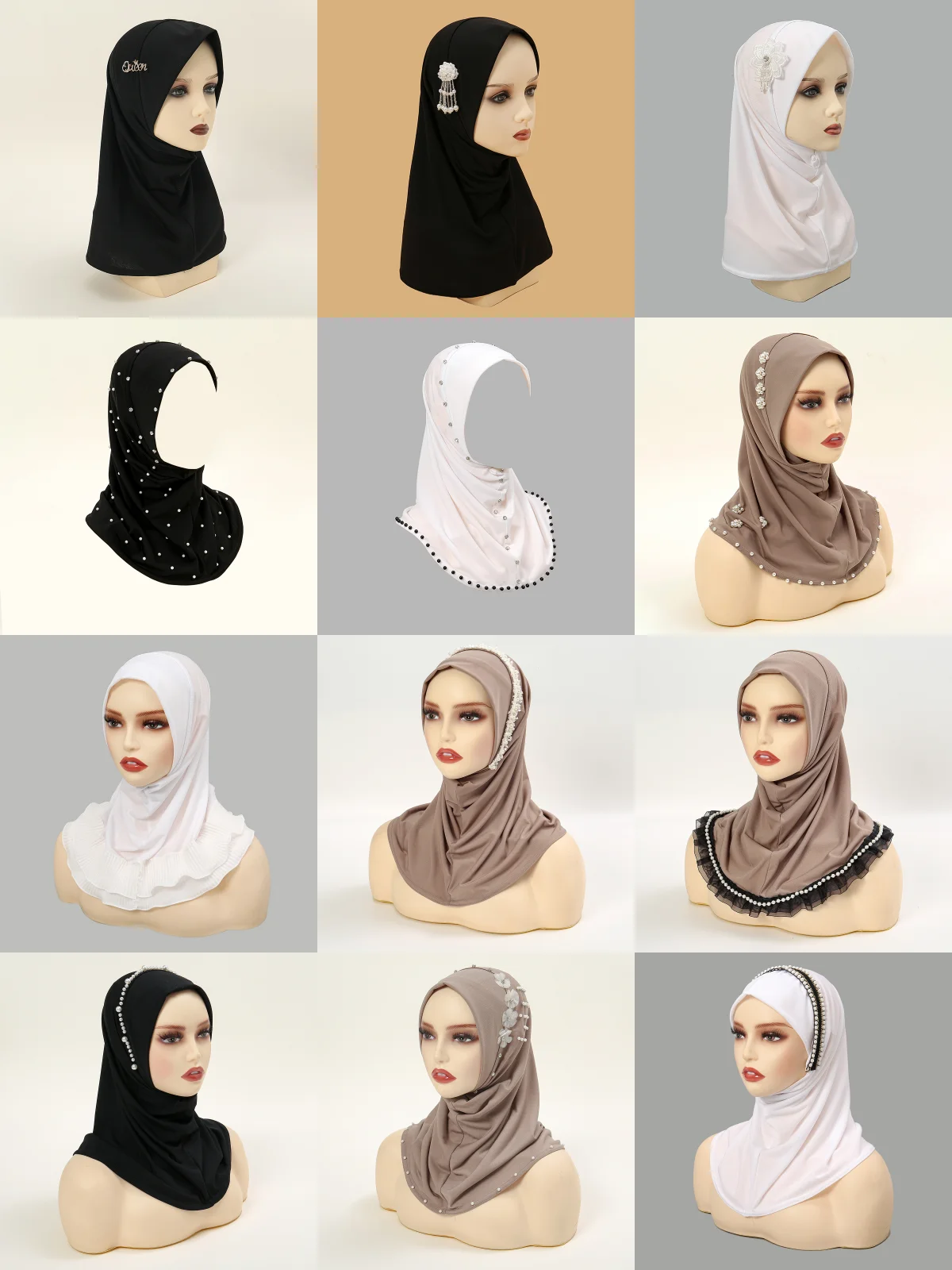 Großhandel Ramadan Islamischen Muslimischen Untertuch Perlen Floral Frauen Schleier Hijab Hals Abdeckung Kopf Schals Muslimische Frauen Schal Turbane – Detail 2