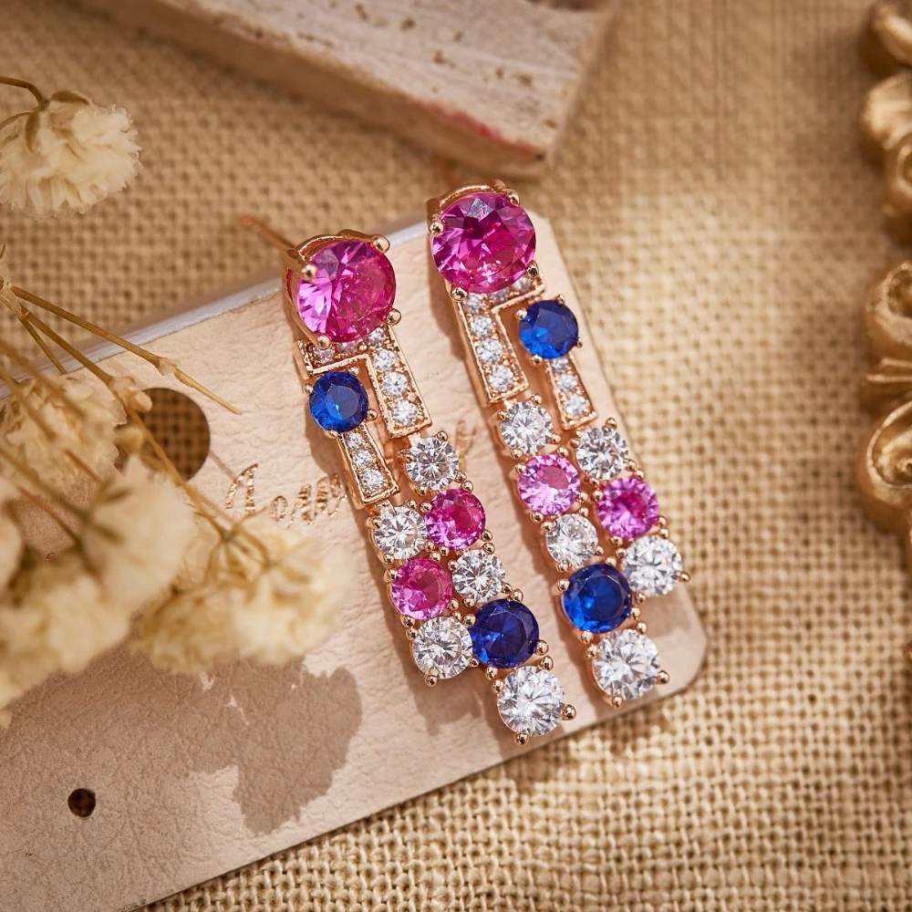 

Colorful Fashion Elegance AAA Zirconia Dangle Drop Earrings For Women Lady Birthday Dating Party Nice Jewelry Gift