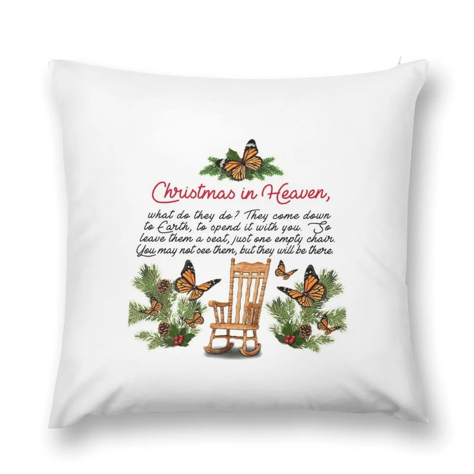 

Butterfly Memorial Christmas In Heaven What do they do They come down to earth Throw Pillow Christmas Pillow Cases pillow