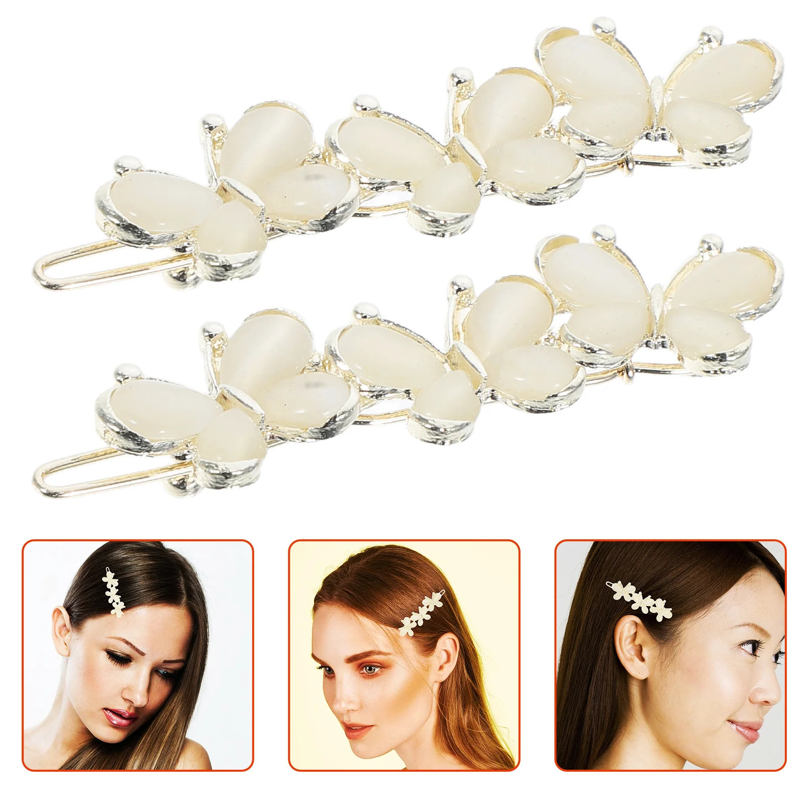 

2Pcs Butterfly Hair Clips Durable Metal Hairpins Elegant All-Match Styling Hair Accessories for Women Girls Alloy Hairpins
