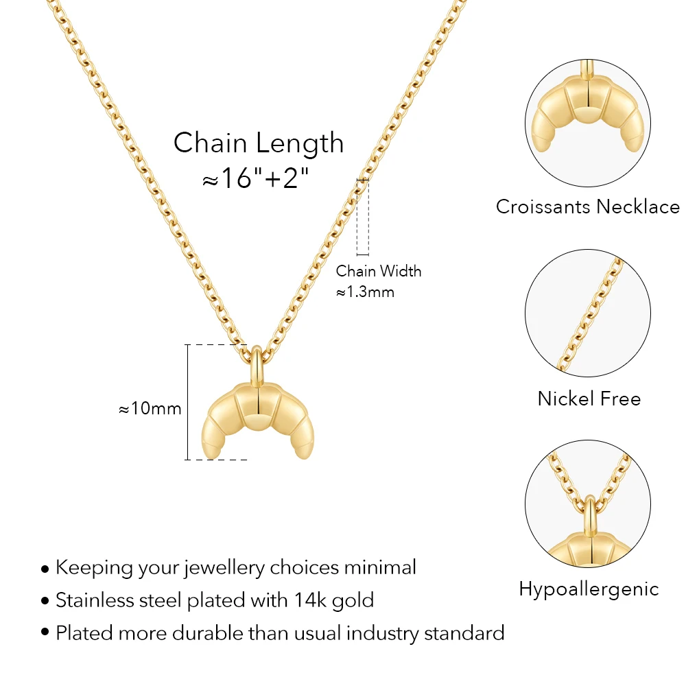 ENFASHION Collares Para Mujer Croissants Pendant Necklace For Women\'s Stainless Steel Gold Plated Jewelry Graduation Party 3453