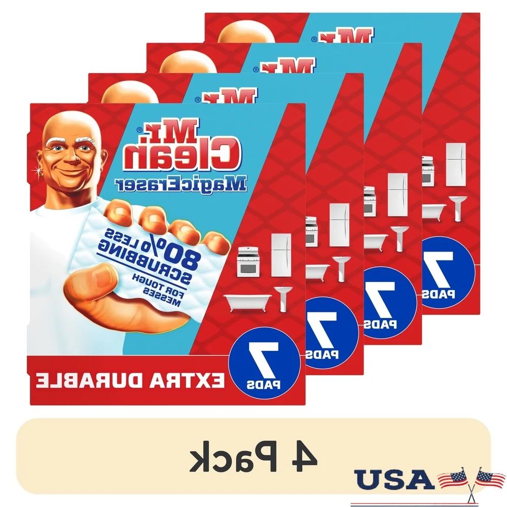 

4 упаковки, сверхпрочные чистящие подушечки с волшебным ластиком, скруббер для нескольких поверхностей, пенопласт, прочный на грязи, предметы домашнего обихода, 7 подушечек