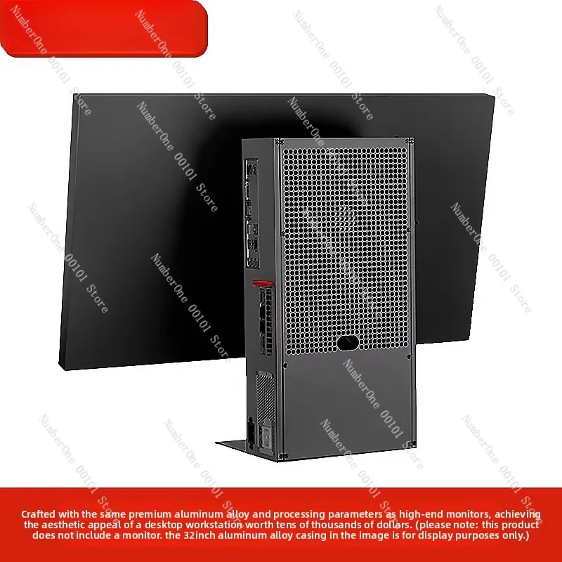 ITX Aluminum Alloy DIY All-in-One PC Case, Single Display Monitor Bracket Computer Chassis for Desktop