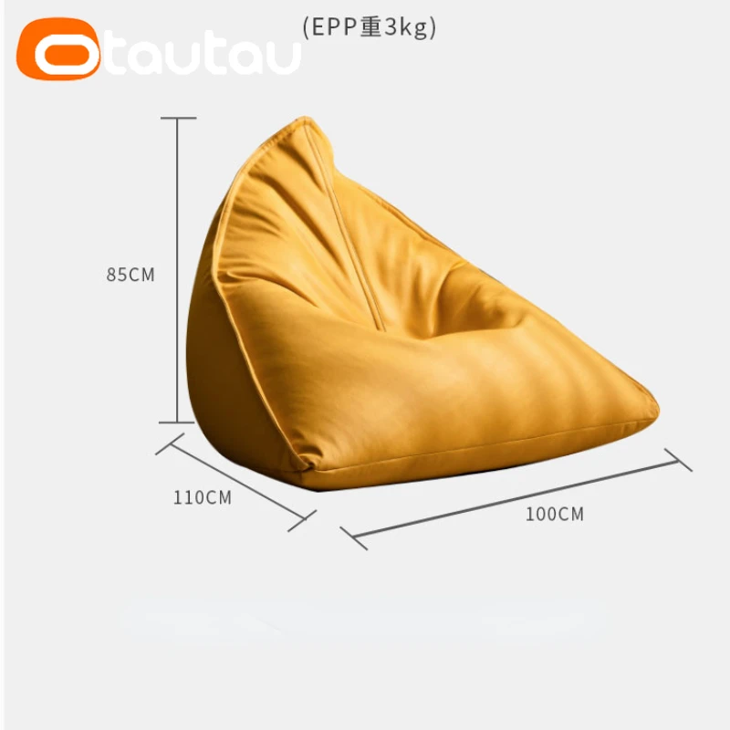 OTAUTAU Triangle Faux Leather Bean Bag Cover No Filler Floor Seat Beanbag Chair Pouf Ottoman Single Sofa Furniture SF020