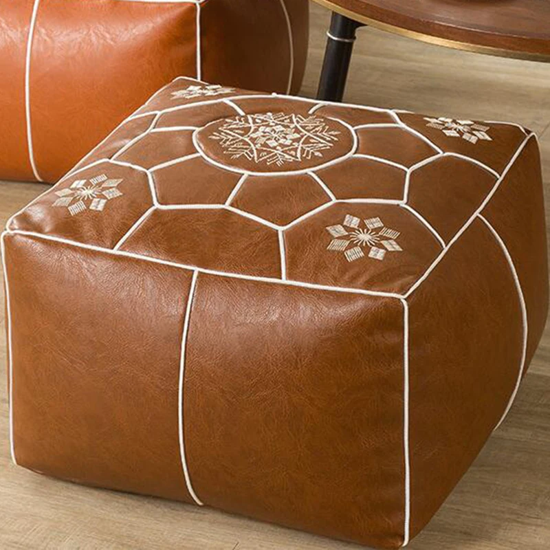 45x45x30cm Unbuffered Moroccan PU Leather Futon Cushion Cover Waterproof Ottoman Footstool Cover Japanese Tatami Seat Covers