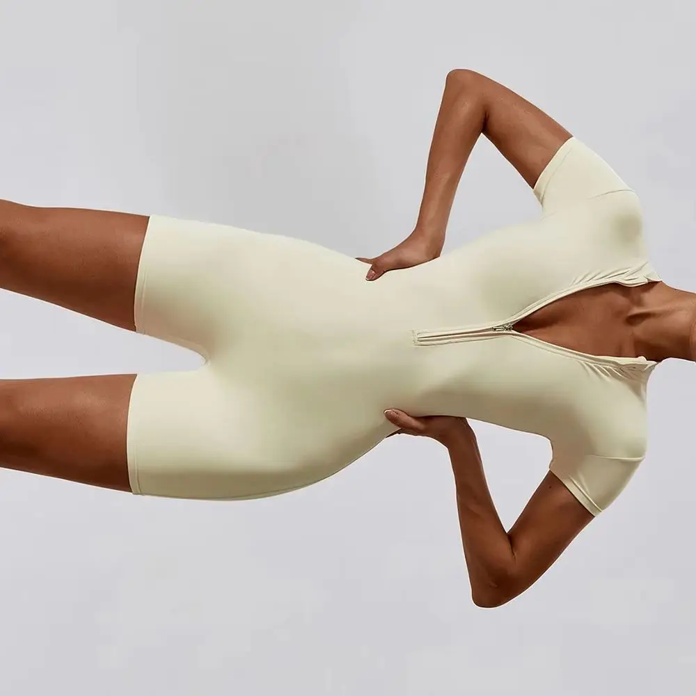 

Summer Zipper Jumpsuits Short Sleeve Yoga Bodysuit Women's Yoga Set Gym Tracksuit Push-up Workout Clothes Dance Fitness Bodysuit