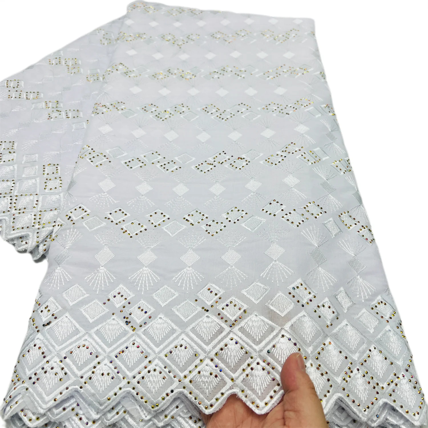 Black Swiss Voile Lace African Lace Fabricwith Stones Comfortable Cotton Fabric For Daily Clothes And African Ethnic Costumes SS