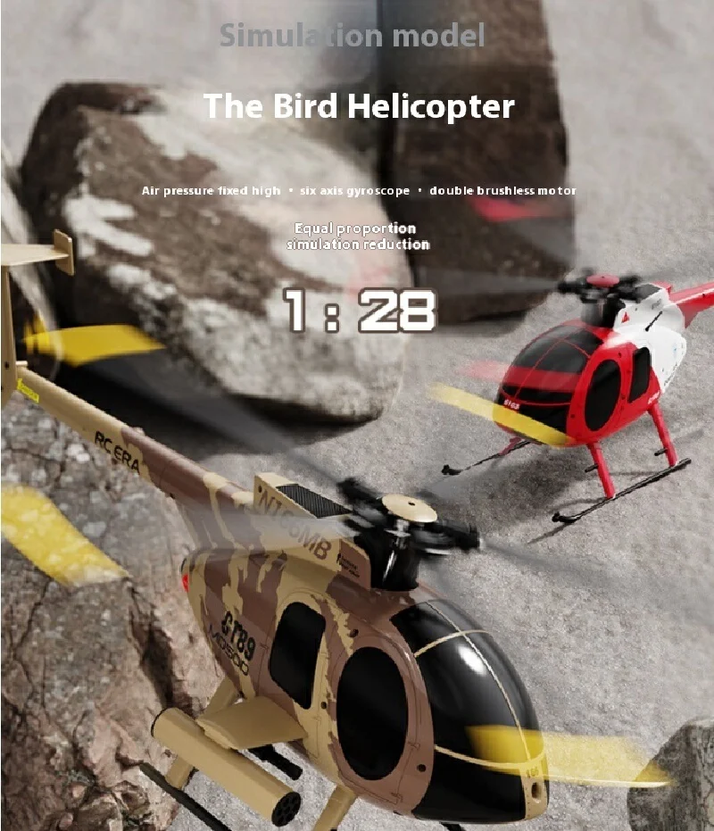 

C189 Little Bird Remote Control Helicopter 1:28 Simulation Aircraft Dual Brushless Motor Four Channel Six Axis Gyroscope