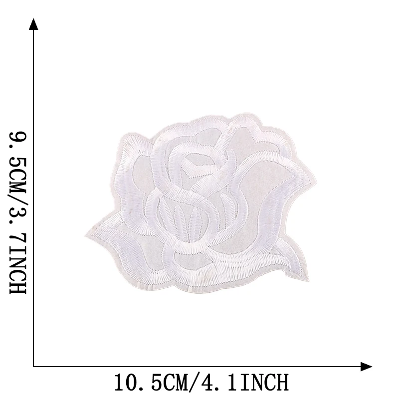 Weiße Blume große Größe kleines Eisen auf Patches für Kleidung bestickt Thermo collant DIY Naszywka Mochila nähen Aufkleber Parche Jacke – Detail 7
