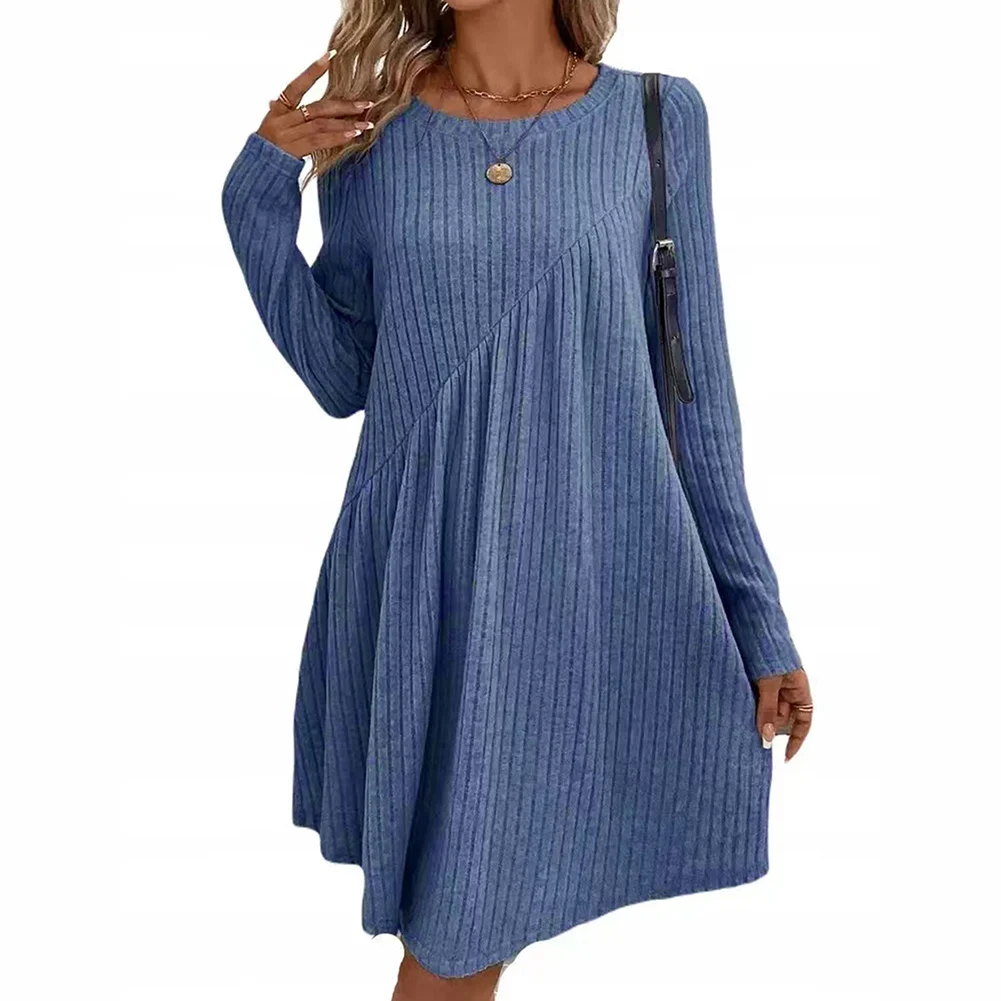 

Повседневное платье с длинным рукавом для прогулок, женское платье для повседневной носки, высокоэластичная полиэстеровая ткань