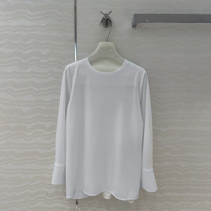 High Quality Sweater 2024SS New Irregular Design Fashionable Knitwear Undershirt White Long Sleeve Top Brand * Women Clothing