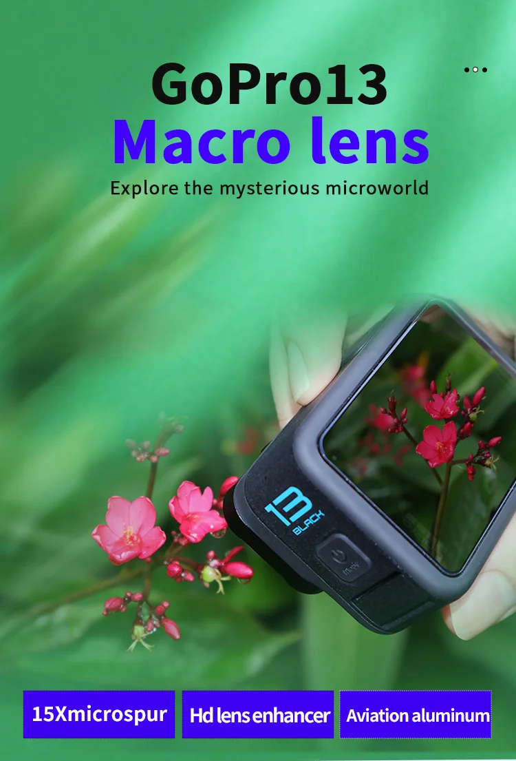 For GoPro13 15X macro lens high-definition anti reflection sports camera accessories to protect the lens