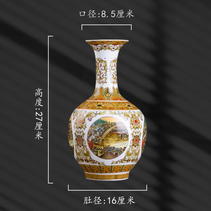 Jingdezhen Ceramic Vase - Ancient-Style Cloisonné Decoration for Home Living Room, Flower Arrangement, Wine Cabinet, Antiques Ra