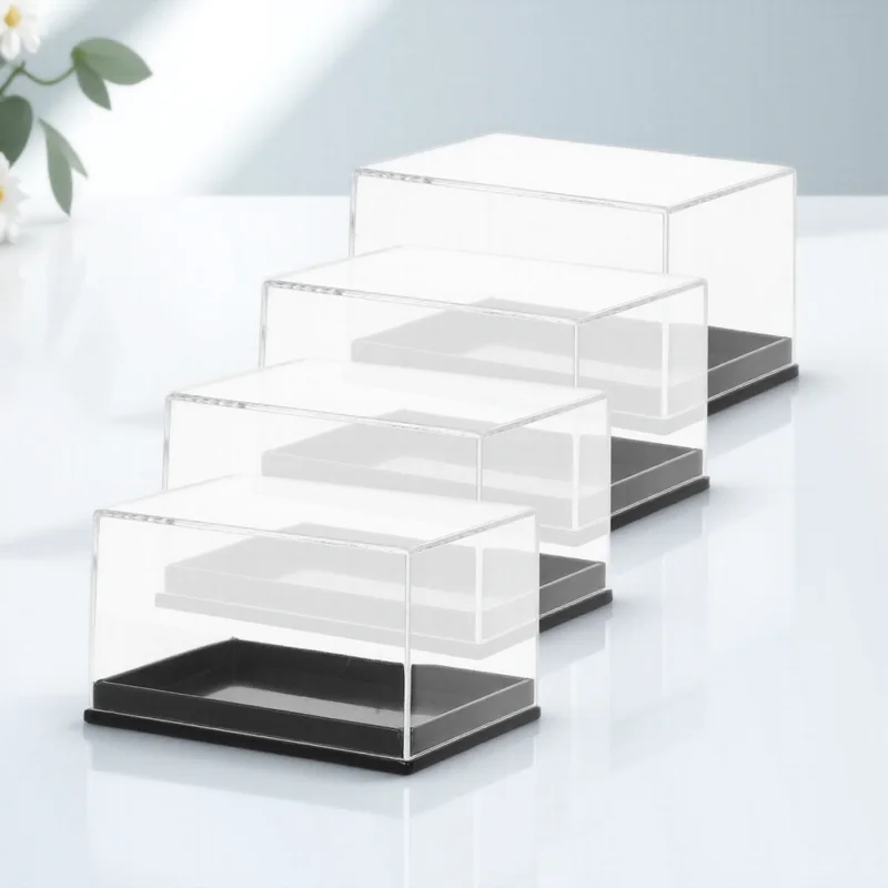

4pcs Transparent Boxes Clear Display Cases for Mineral Samples Small Tools Storage Containers Plastic Jewelry Trays Cube