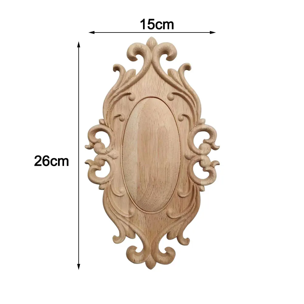 Solid Wood Carved Applique for Doors Walls Retro Style Decorative Woodcarving Piece Home Decor 20x11cm to 35x20cm