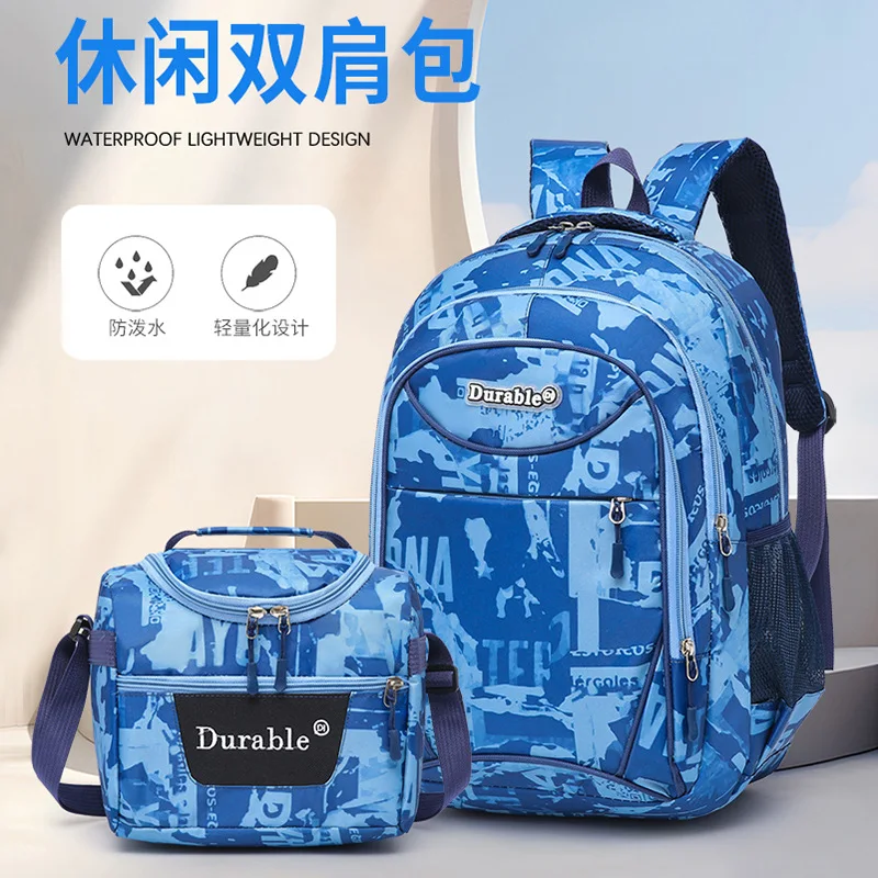 

Large Capacity Student Backpack Lunch Bag For Boys Camouflage Style Outdoor Leisure Travel Bag, Elementary And Middle School Bag