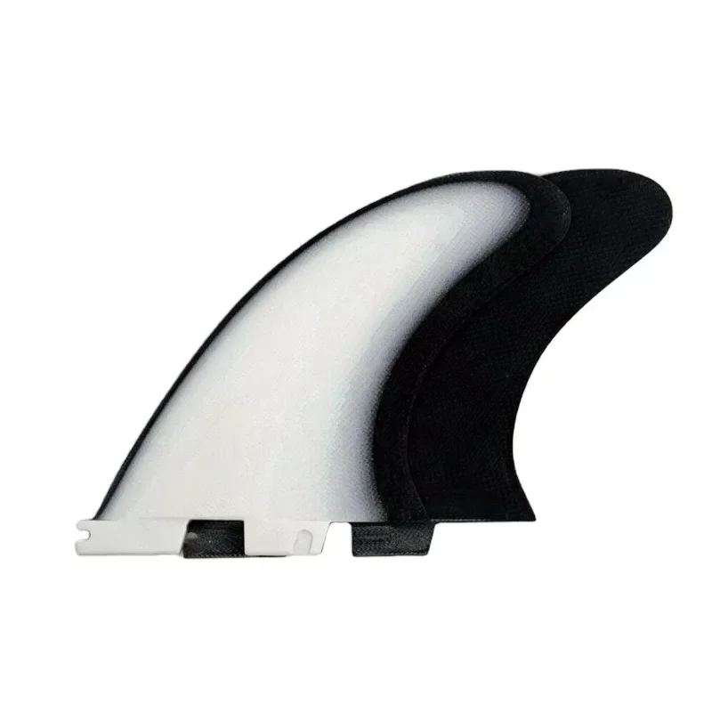 Manufacture Surfboard Fins Surfing Twin Fins Dual Tab II  Handcraft Fiberglass Twin Fins Black and White Colour