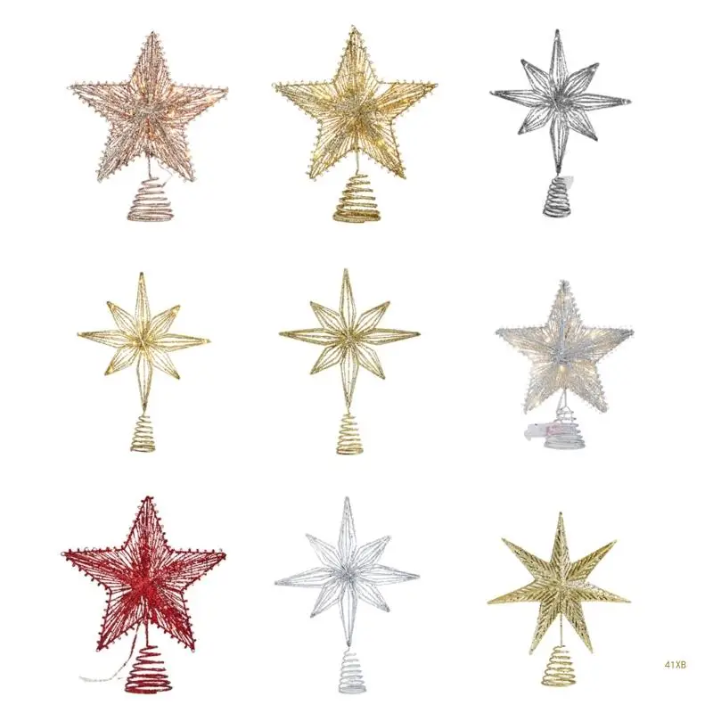 41XB Stylish Crafted Christmas Tree Star Toppers Ornament, Eye catching Color