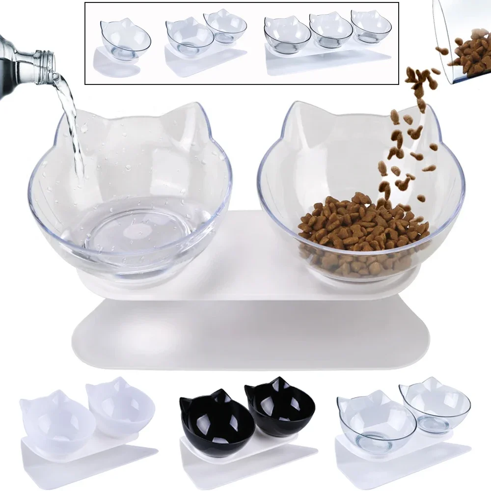 Non-Slip Double Cat Bowl Pet Water Food Feed Dog Bowls Pet Bowl With Inclination Stand Cats Feeder Feeding Bowl Kitten Supplies