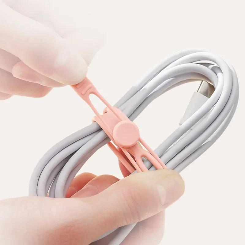 Silicone Cable Holder Straps Wire Organizer for Earphone/USB Data Cable/Computer Cable Ties Cord Organizer in Home Office School