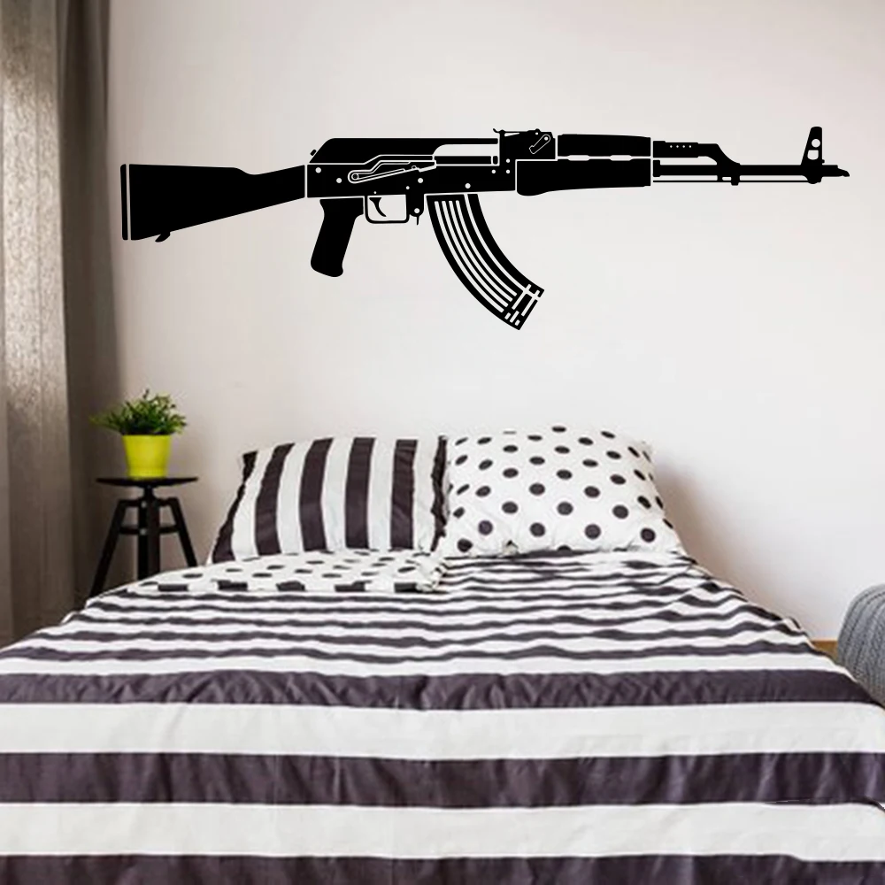 CIFBUY Iron Wall Art Tactical Rifle Decor Vintage Metal Hanging Sign For Game Room Living Room Military Home Ornament