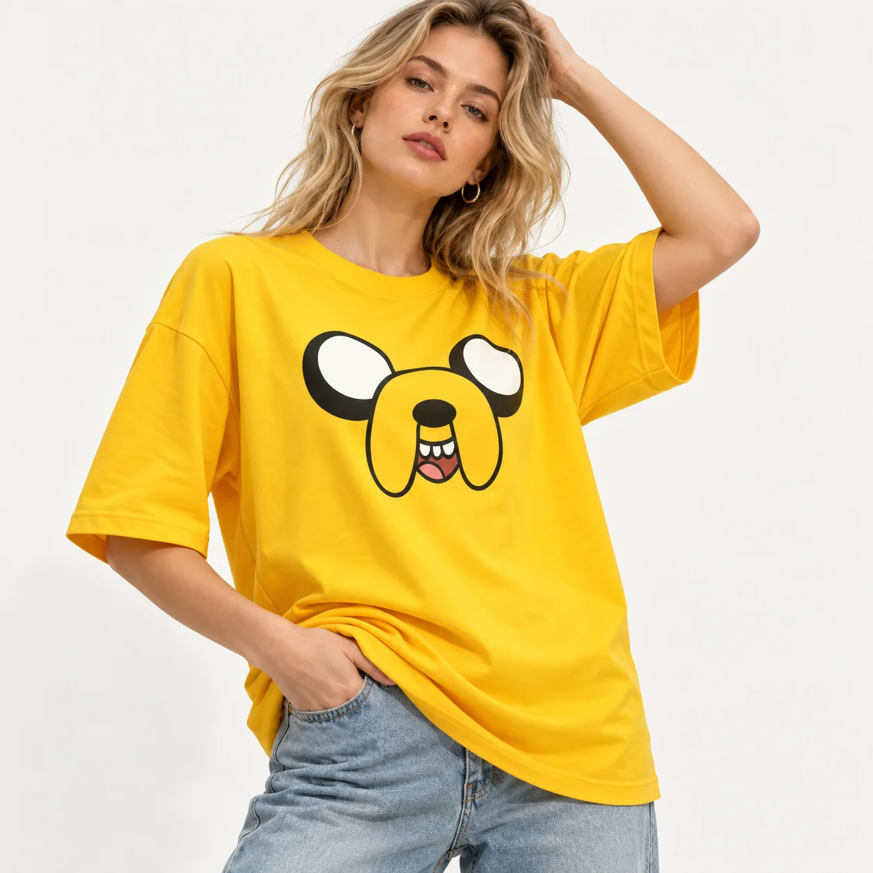 2026 Explorer Treasure Jake Printed Face Short-Sleeved T-Shirt Casual Loose Round-neck Men's Women's Top Matching Family Outfits