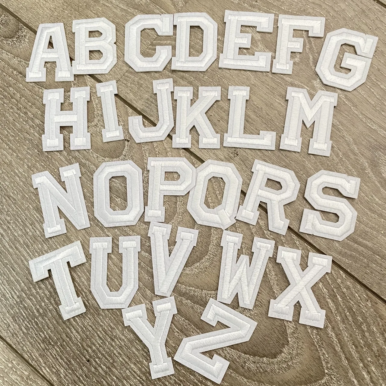 5CM White Embroidered Patch Iron on Letter Patches for Clothing Alphabet ABCD EFG HIJK LMN OPQ RST UVW XYZ for DIY Accessories