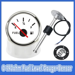 0-190 Ohm 52mm Fuel Level Gauge with 100mm-450mm Oil Tank Level Meter Indicator Customizable Sensors with Red Backlight 12V24V