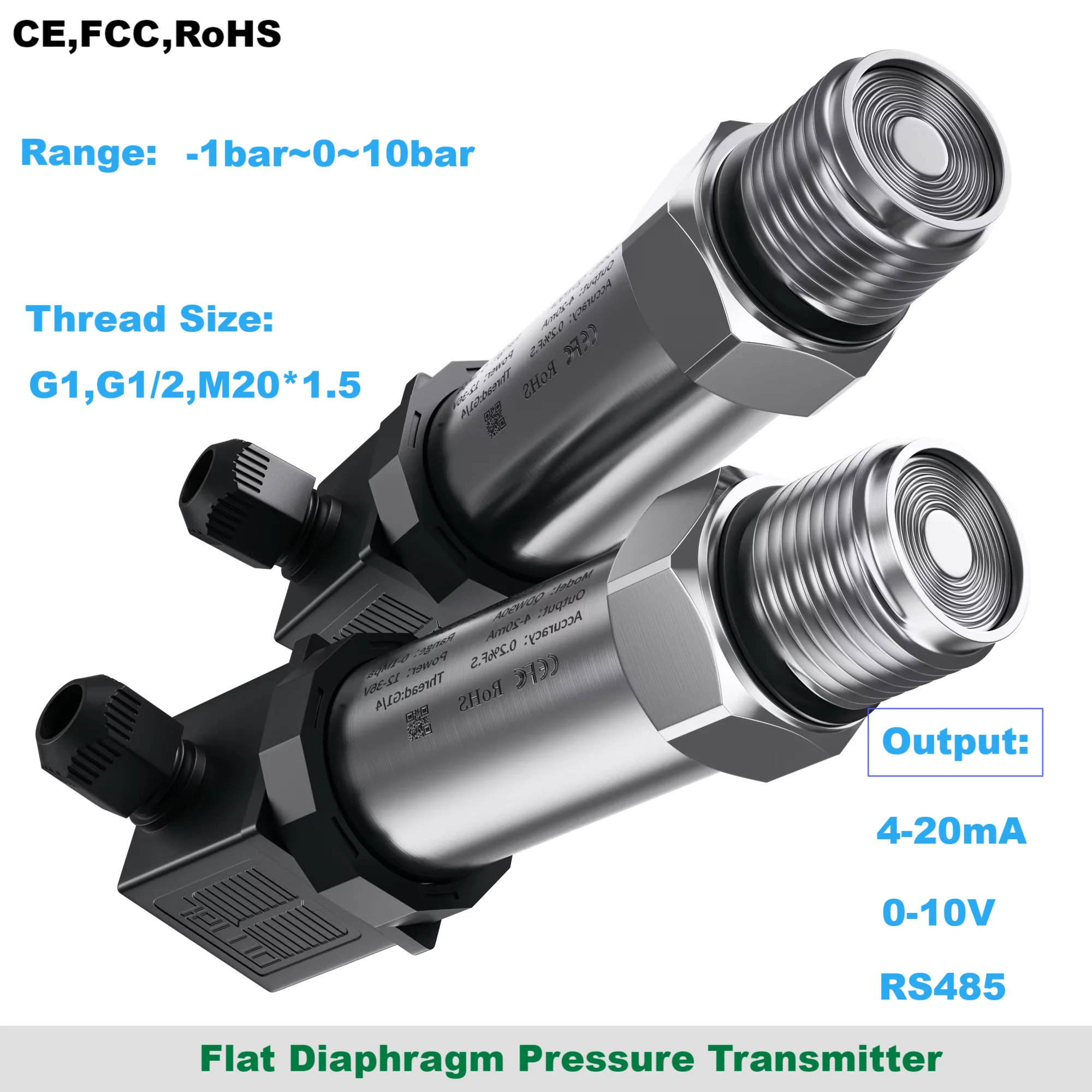 

4-20mA Flat Diaphragm Pressure Transmitter 250mbar 500mbar 10Mpa 10bar Milk Glue Tank Sanitary Food Grade Flush 30kpa Sensor