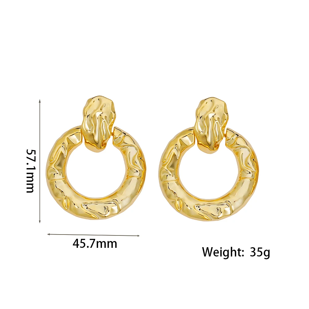 Fashionable Industrial Design Style Hydraulic Jewelry Earrings Alloy Material 18k Pvd Gold-Plated Waterproof Accessories Eardrop