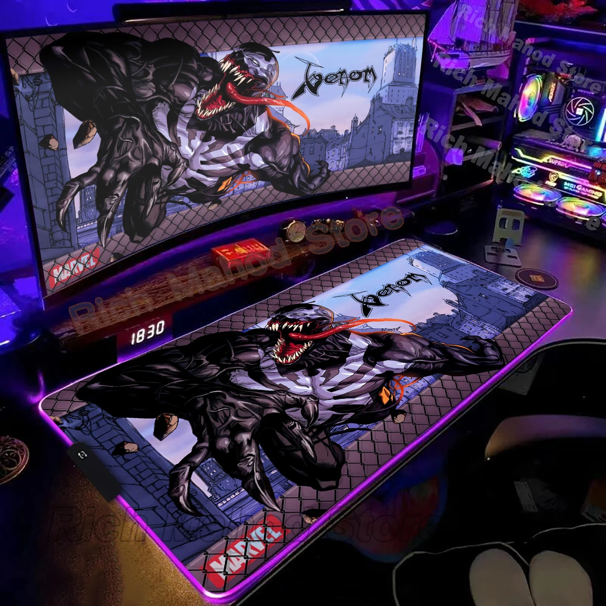 

RGB Miniso Marvel XXL Venoms Pc Gamer Keyboard Mouse Pad Mousepad LED Glowing Mausepad Rubber Gaming Computer E-Sports Desk Mat