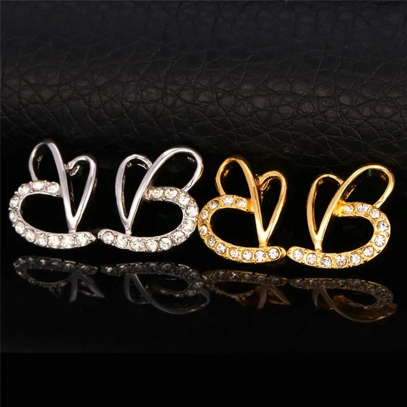 U7 Heart Necklace Set Women Gift Silver Color Gold Color Rhinestone Wedding Jewelry Earrings Necklace Jewelry Sets QC24