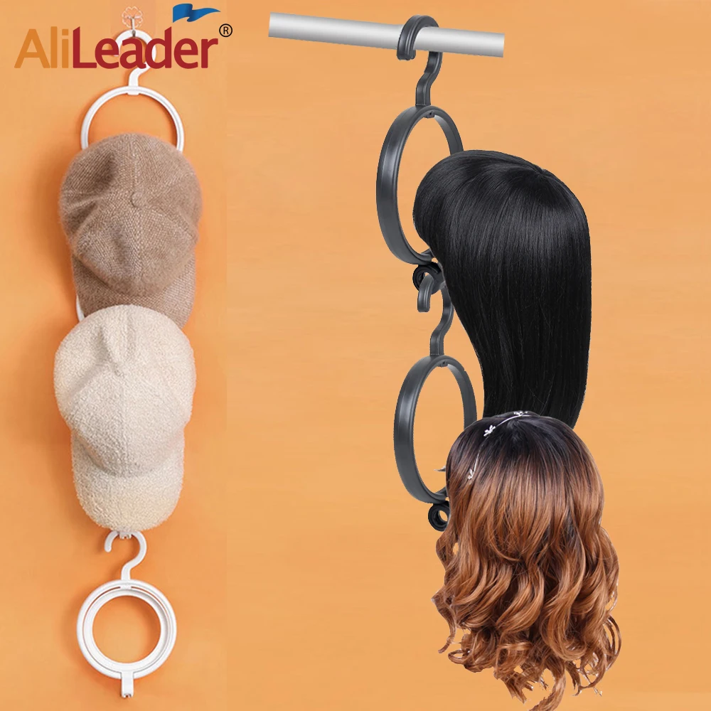 Portable Hanging Wig Stand For Multiple Wigs Hat Display Dry Collapsible Wig Dryer Tool Durable Wig Hanging Stand Black White