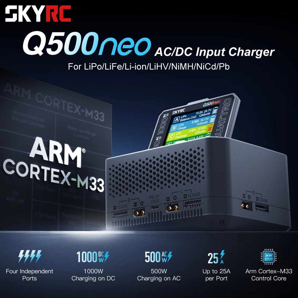 SKYRC Q500neo AC/DC RC Charger 500W Discharge 16-bit ARM PID Power Supply FPV RC Racing