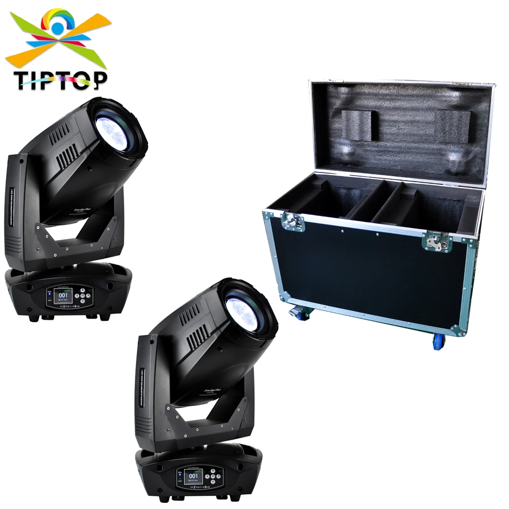 

2IN1 Flightcase Pack High Power 300W BSW Led Moving Head Light Beam Spot with Frost Lens Facet Prism Lens Gobo Rotation Disco DJ