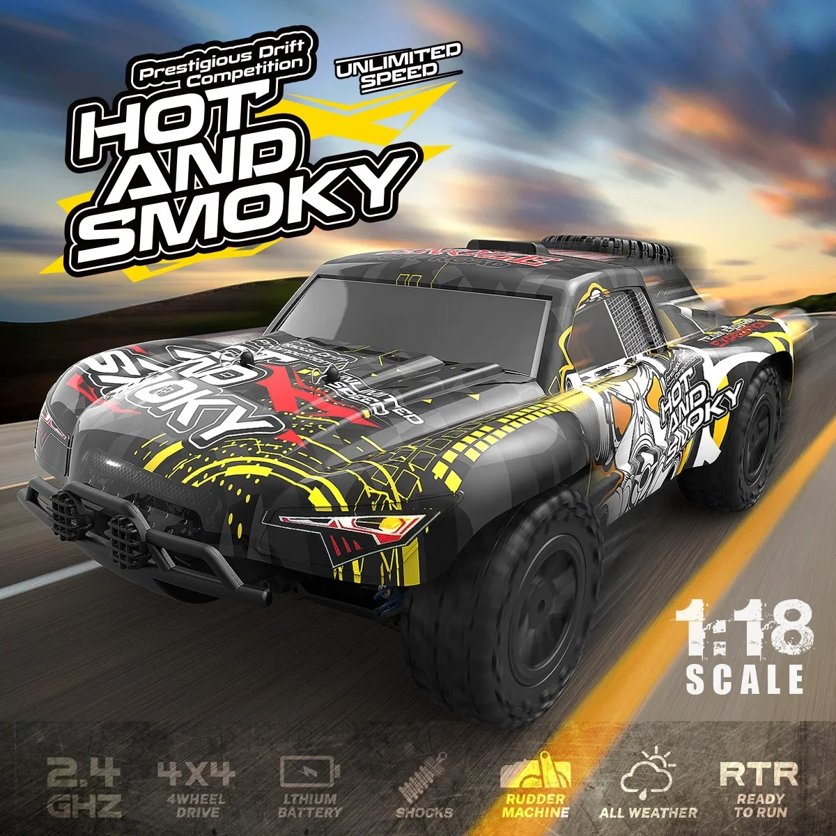 2023 2.4g 4wd rc brushlesscar 1 18 big remote control cars rc car brushless motor and esc combo