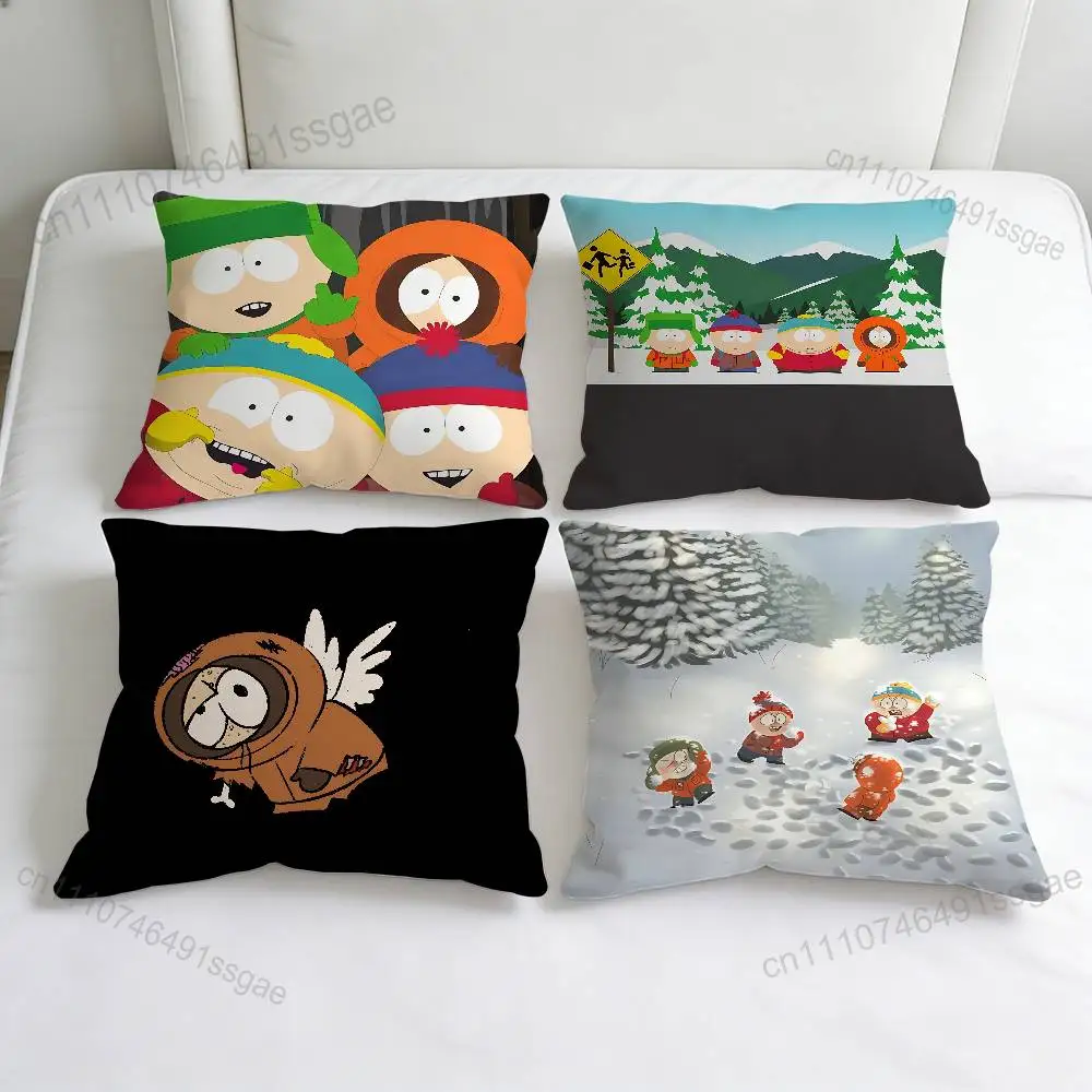 

Funny S-South P-Park Cartoon Square Pillow Case Soft Decorative Throw Pillow Cover for Home Sofa Bed