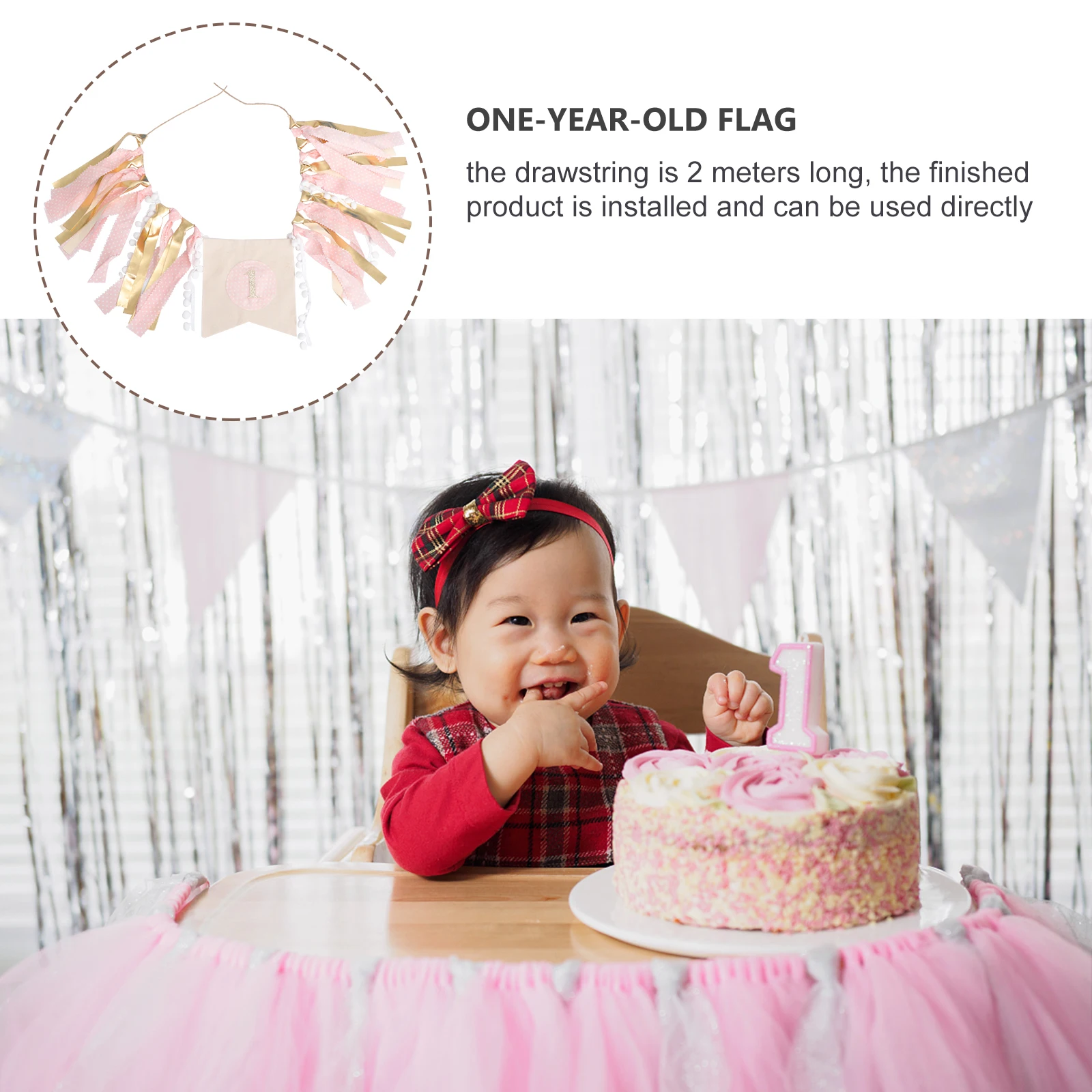 

Dining Chairs with Flag Decoration Birthday Party Pendant Strip Banner Banners Themed Decors Cloth Bunting